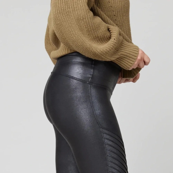 Spanx Faux Leather Moto Leggings Black Small - Picture 5 of 16